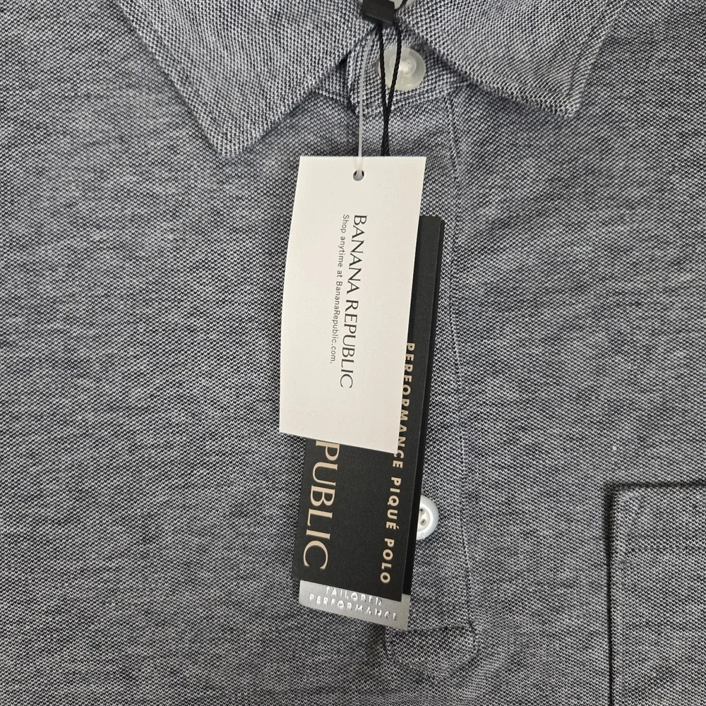 Banana Republic Shirt Performance Pique Polo Mens XL Gray Casual‎ Pocket NWT